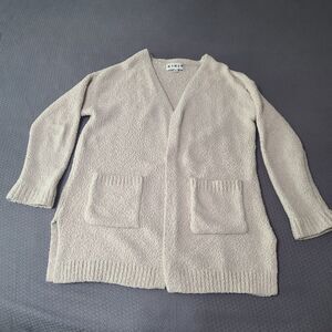 Vintage KIKIT Open-front Cardigan with Pockets Sherpa In Beige Size Medium